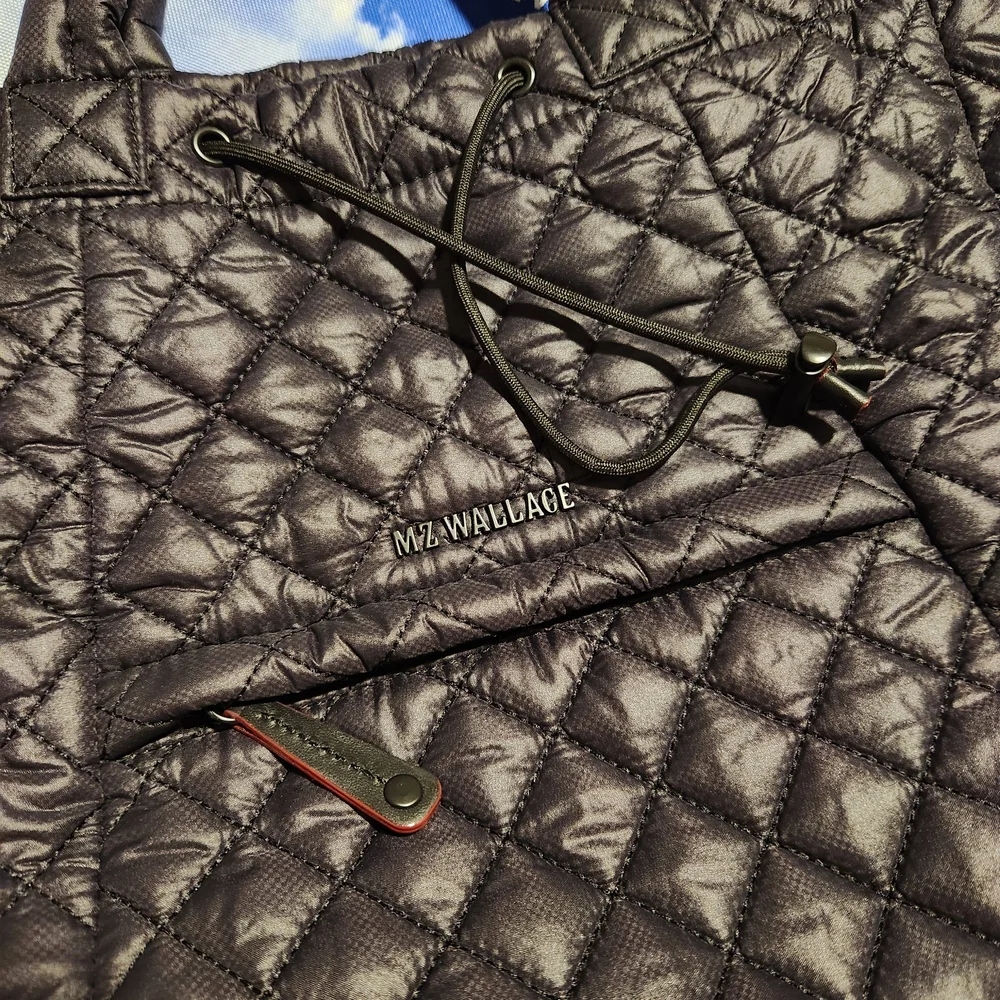 MZ WALLACE Metro Convertible Black Quilted Nylon Leather Trim Backpack - Picture 7 of 15